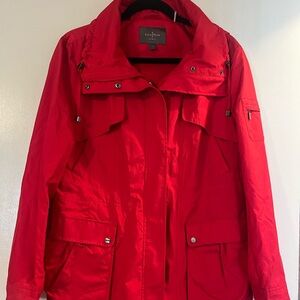 Cole Haan Women’s Red Raincoat with packable hood